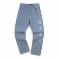 Thrifted Vintage APIECEOFCAKE Light Blue Graphic Denim Jeans waist 30/ J1056