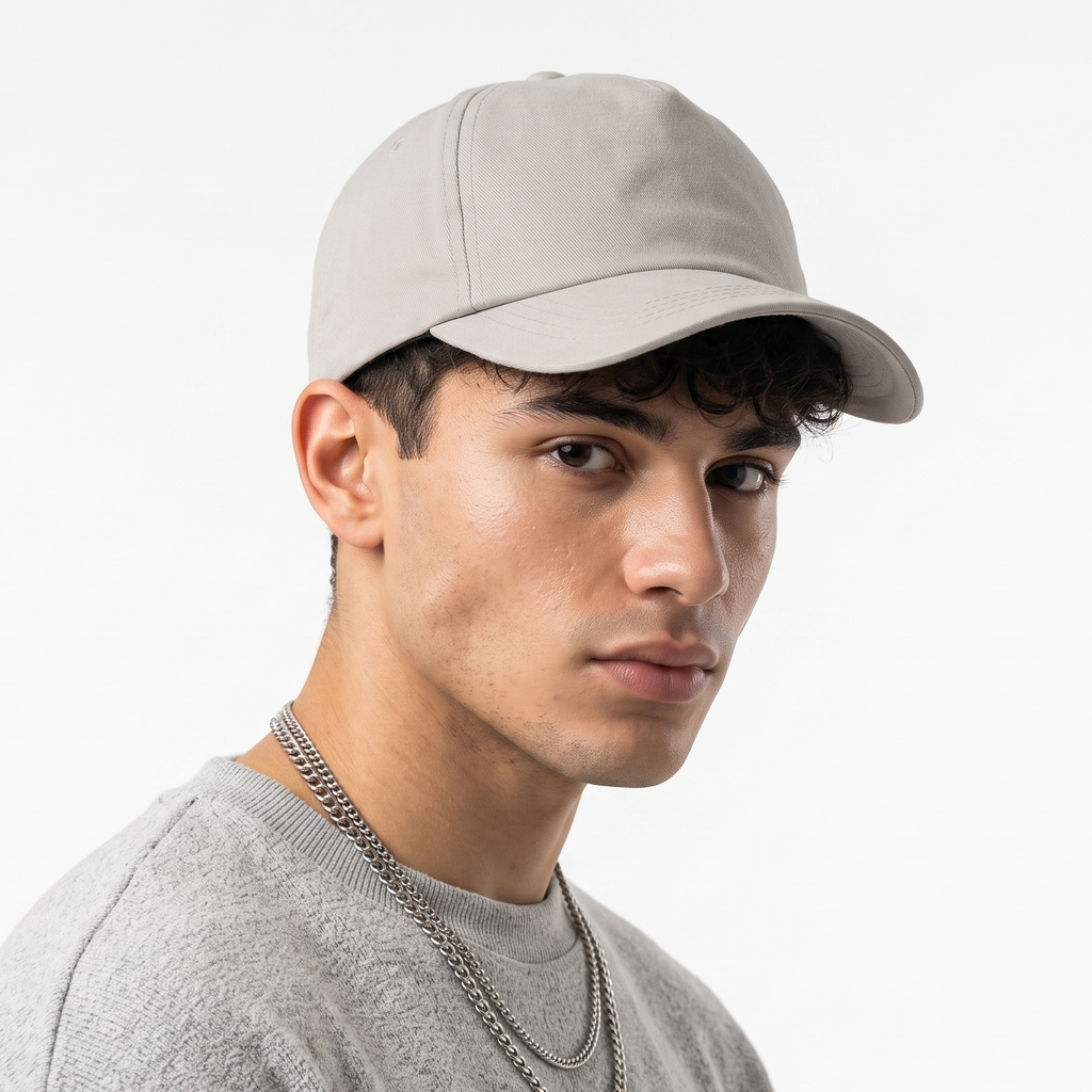 Thrifted Beige Unstructured Blank Cotton Baseball Cap | 10022