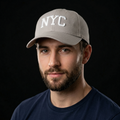 Thrifted NYC Lettering Snapback Hat - Light Grey Urban Cap