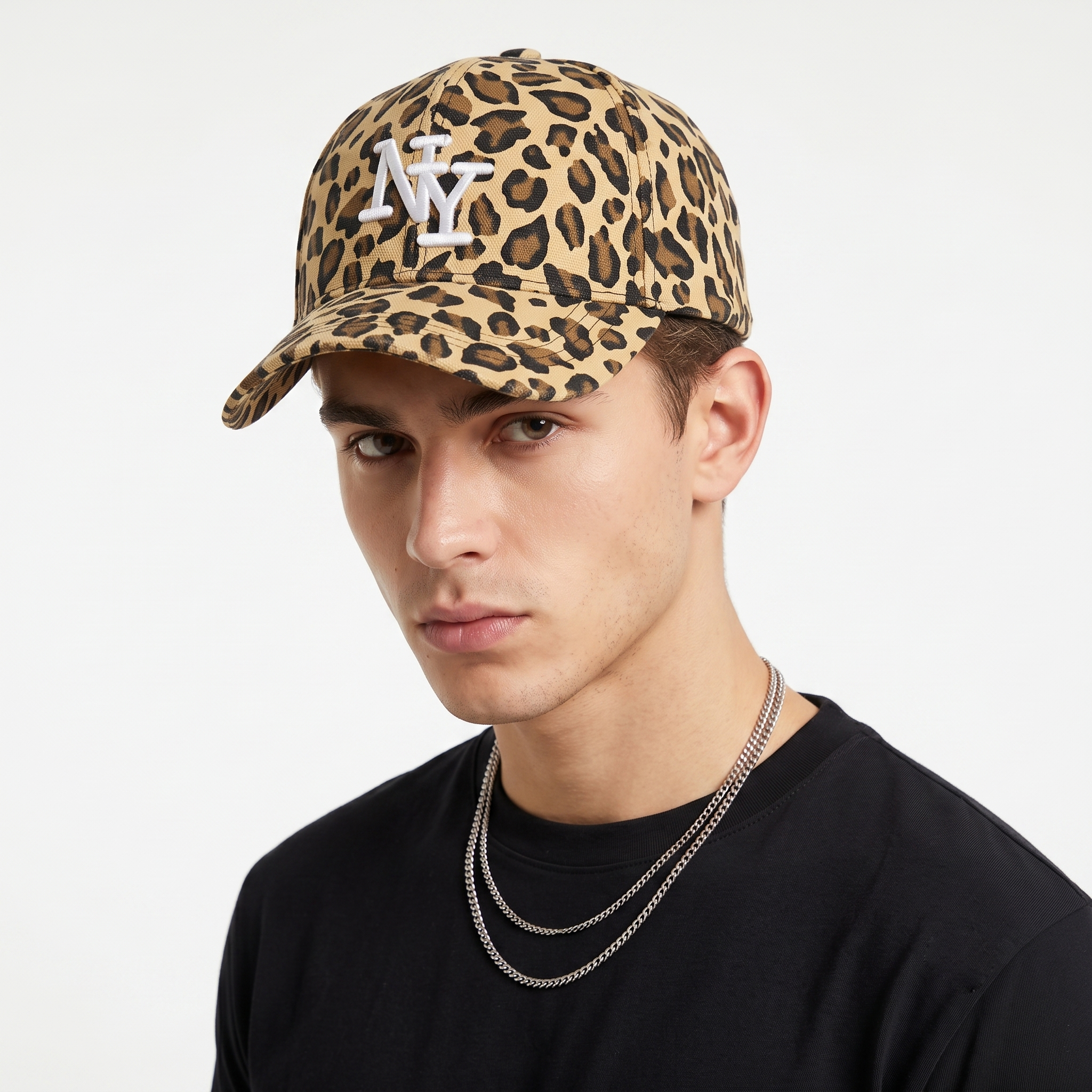 Vintage Leopard Print NY Embroidered Baseball Cap | Leopard Strapback Hat