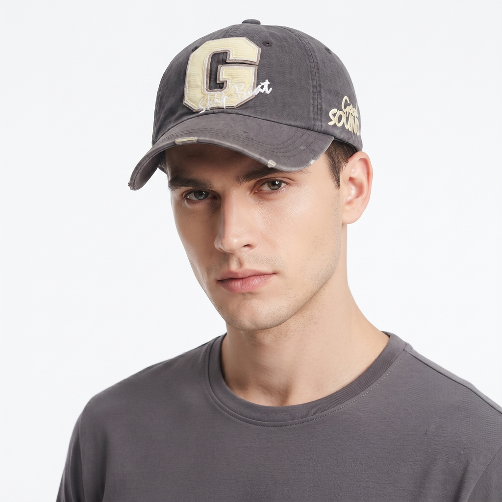 Rock 'N Blue Good Sound Embroidered Cap - Charcoal Gray Thrifted Hat