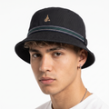 Thrifted Bean Pole Navy Blue Striped Ribbon Bucket Hat - Size 57cm
