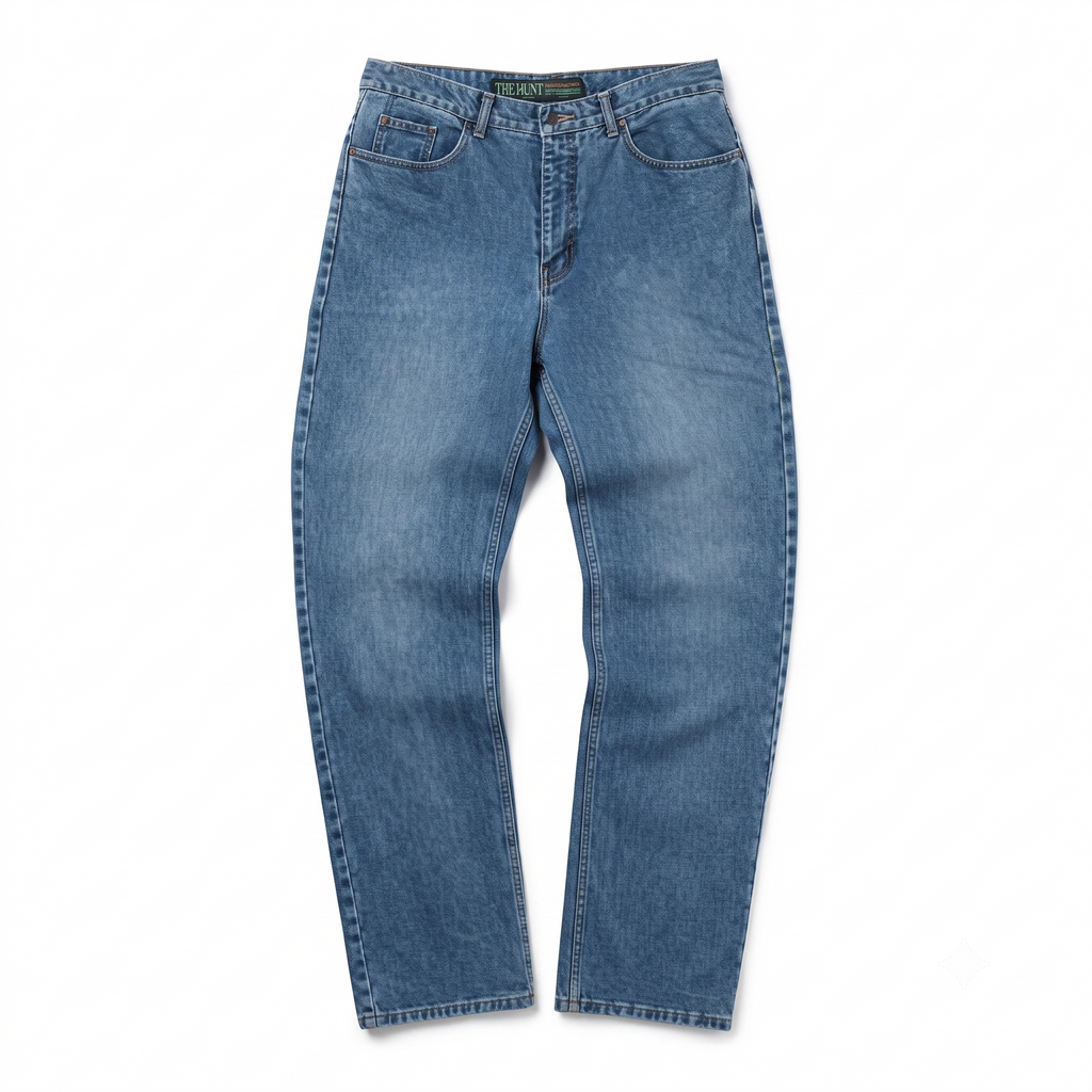 Thrifted Men's The Hunt Vintage Wash Denim Trousers Waist:34-35/ J1087