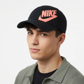 Thrifted Nike Black Dad Hat with Neon Coral Futura Logo | 10806
