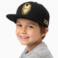 Marvel Iron Man Twinkids+ Snapback Cap - Thrifted Black Gold Flat Brim Hat