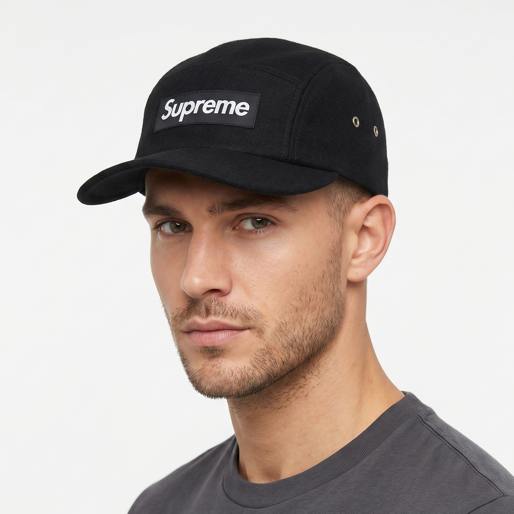 Supreme x Loro Piana Wool 5-Panel Camp Thrifted Cap - Black
