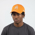 Thrifted Orange Asian Character Embroidery New York Dad Hat | 11031