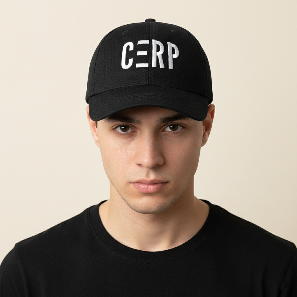 Beechfield CERP Embroidered Black Thrifted Baseball Cap
