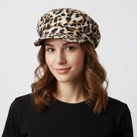 Women’s Leopard Print Rib-Knit Thrifted Beanie – Soft & Cozy Animal Print Winter Hat