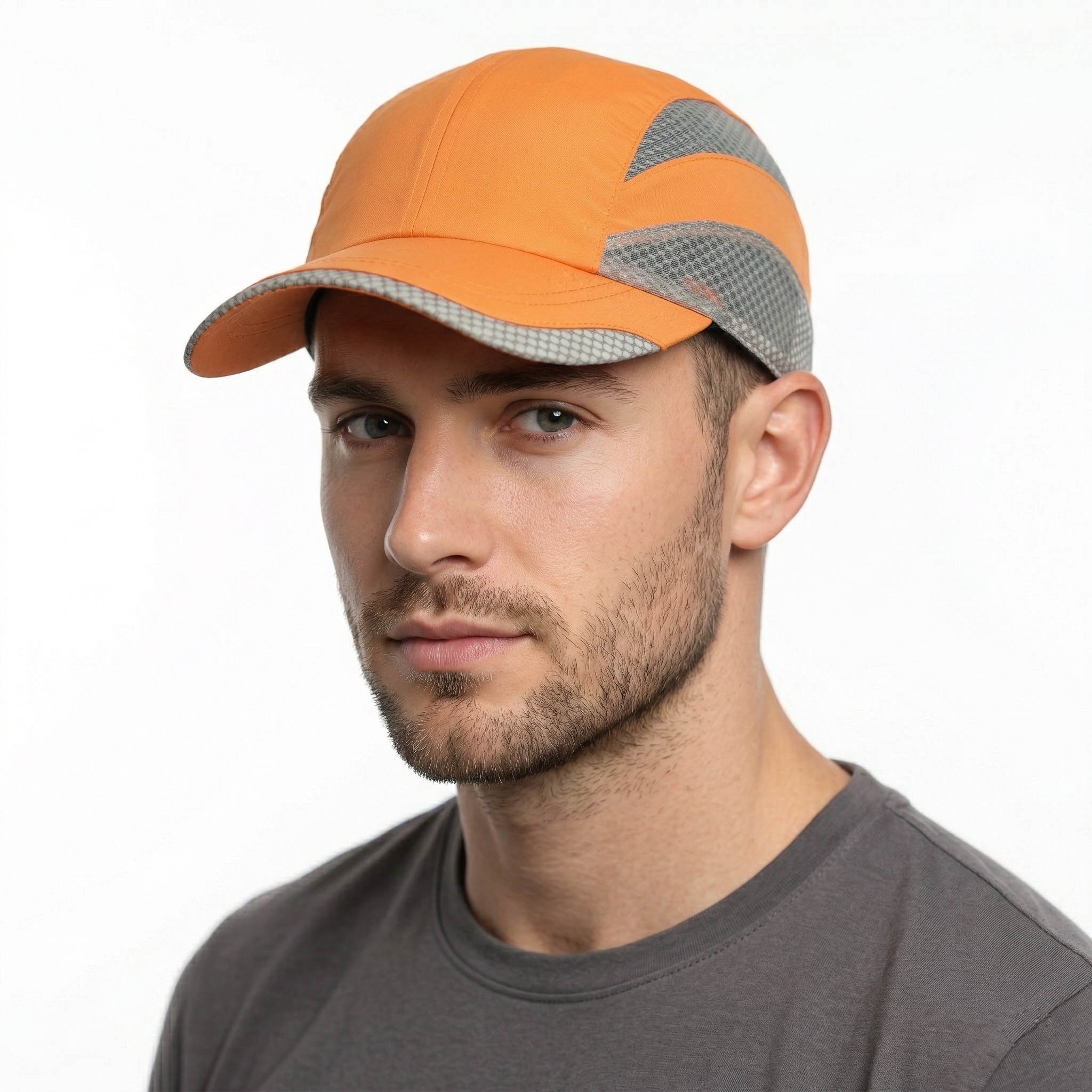 Breathable Orange Mesh Performance Running Cap - Quick Dry