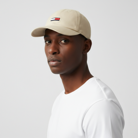 Classic Tommy Hilfiger Khaki Cotton Dad Thrifted Hat - Premium Thrift