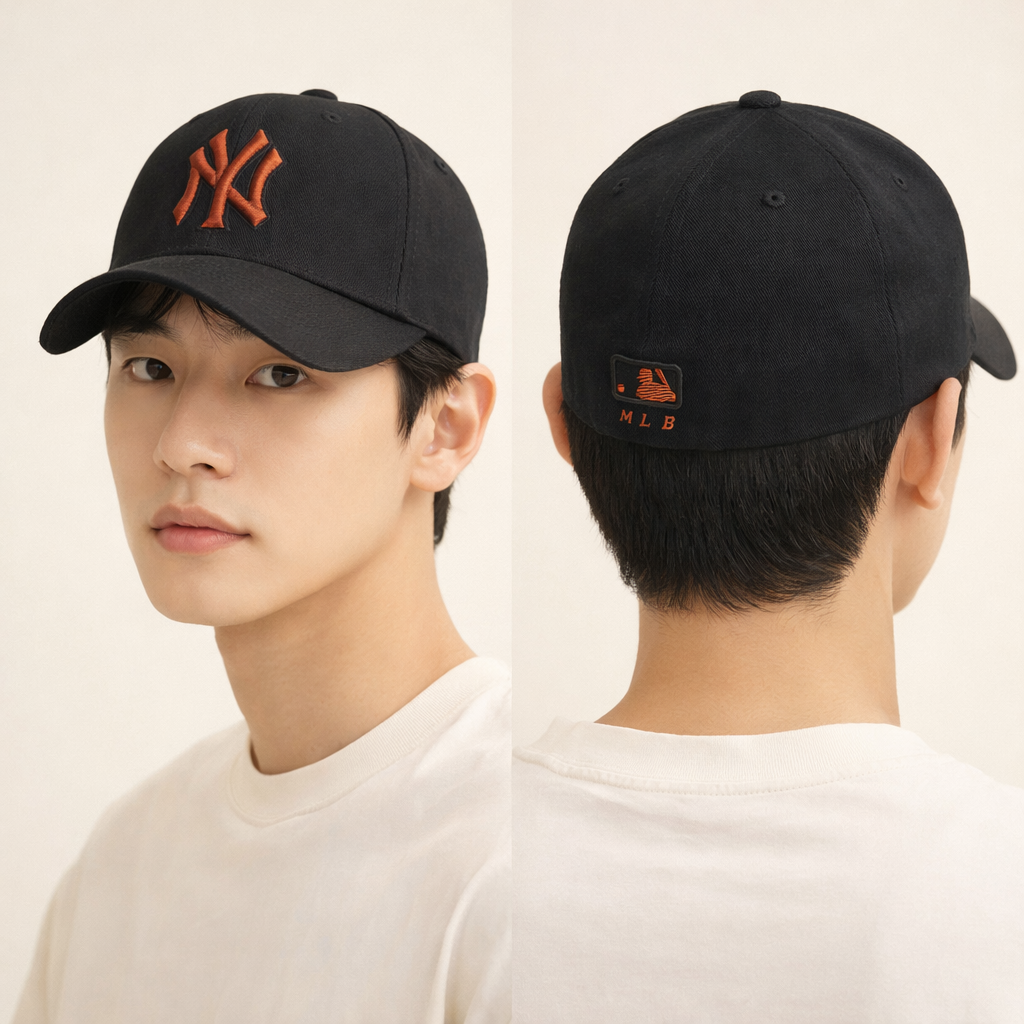 Black NY Yankees Thrifted Cap with Maroon Embroidery - Flexfit Style