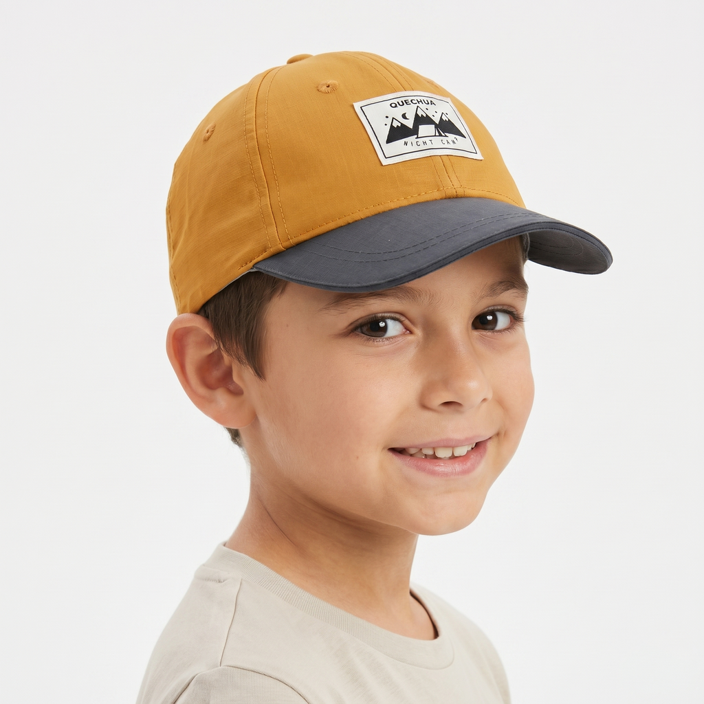 Thrifted Quechua Mustard Yellow & Navy Outdoor Baseball Hat
