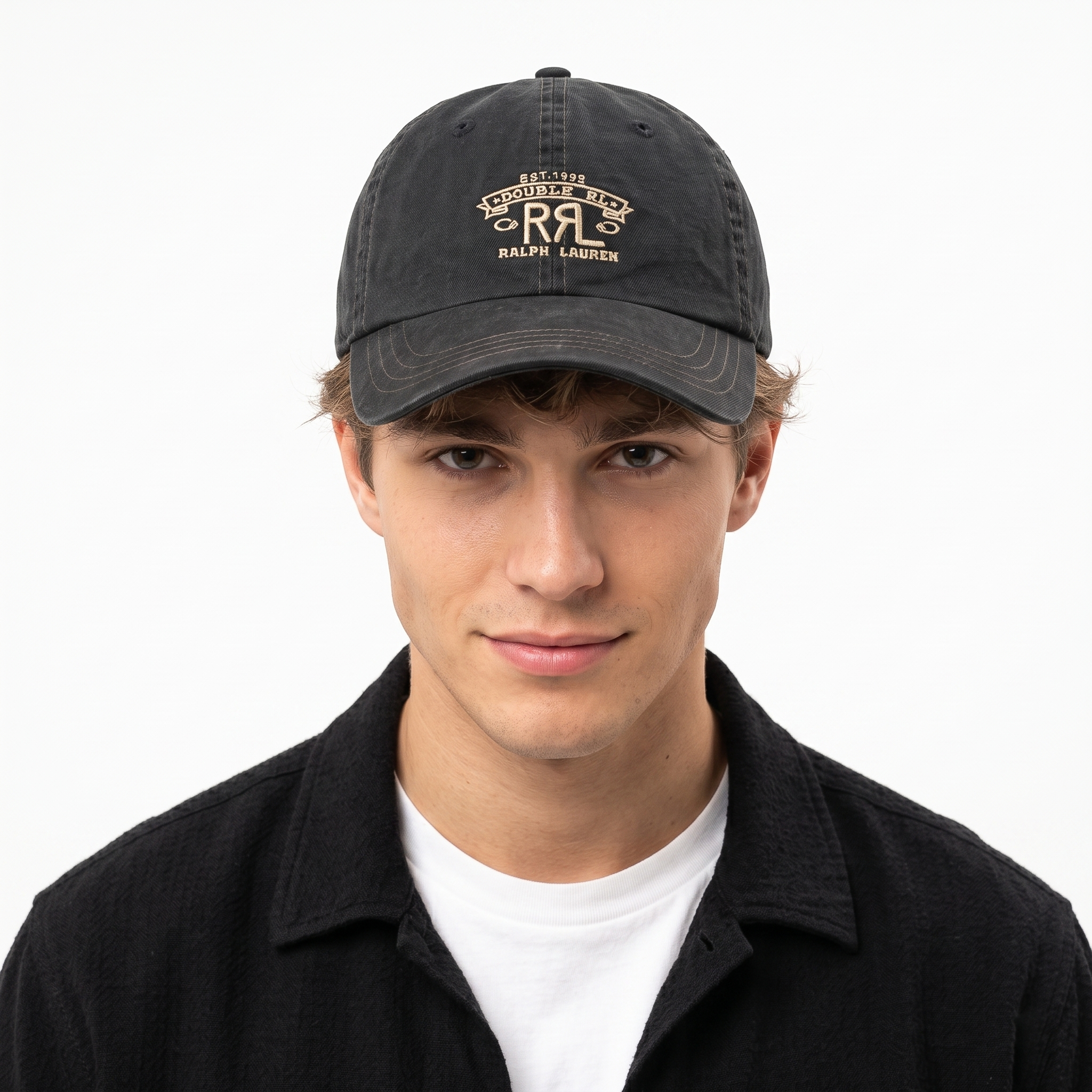 Vintage Double RL Ralph Lauren Baseball Cap - Distressed Black Sportswear Hat