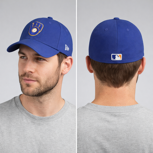 New Era 39THIRTY Milwaukee Brewers MLB Stretch Fit Thrifted Cap - Blue Extra Large