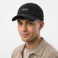 Thrifted Black Ribbed Corduroy "Bonheur" Box Patch Baseball Cap | 10776
