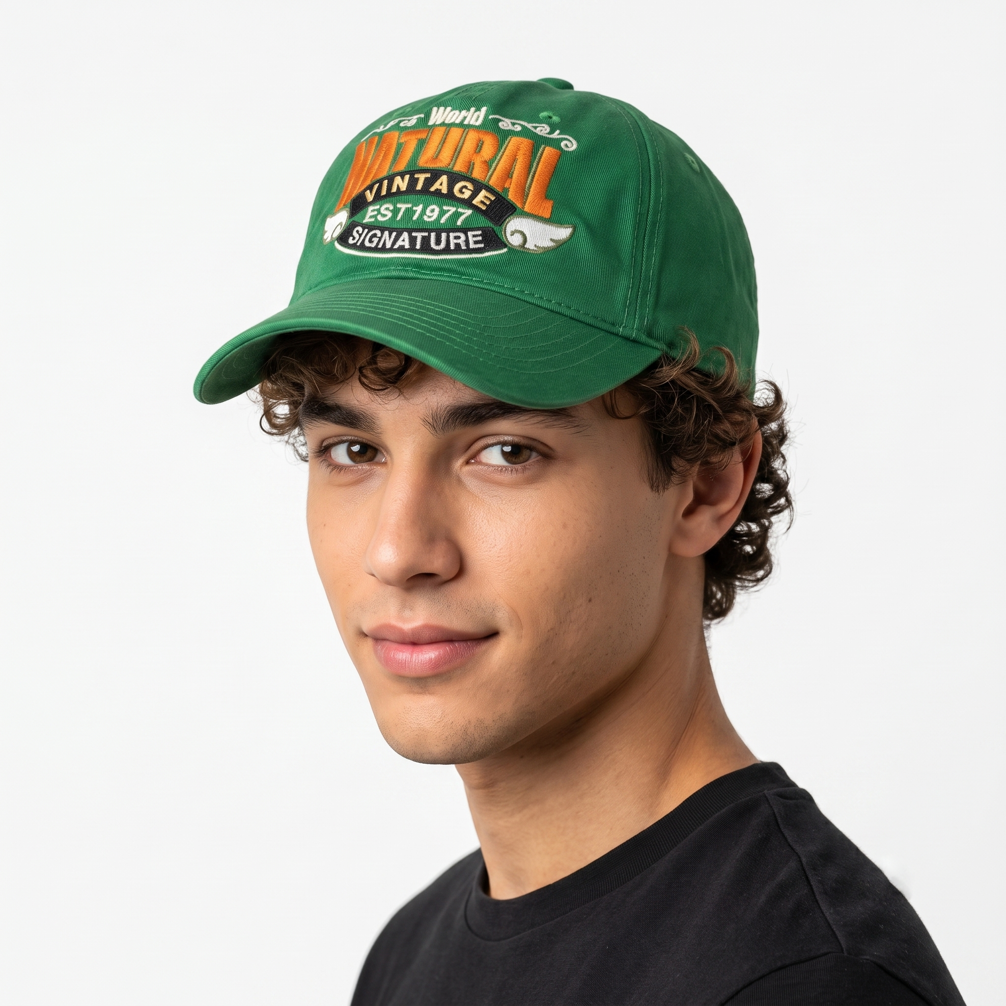 Thrifted Green & Orange "World Natural Vintage" Graphic Strapback Hat