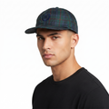 Thrifted DAKS London Black Watch Plaid Flat Brim Cap | 10103
