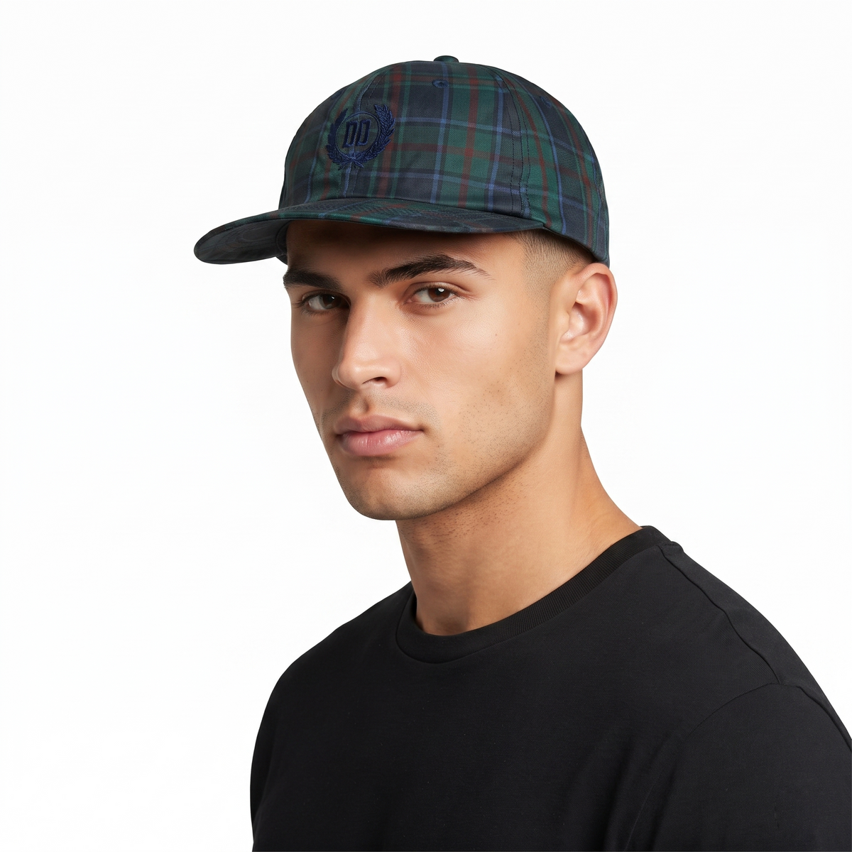 Thrifted DAKS London Black Watch Plaid Flat Brim Cap | 10103