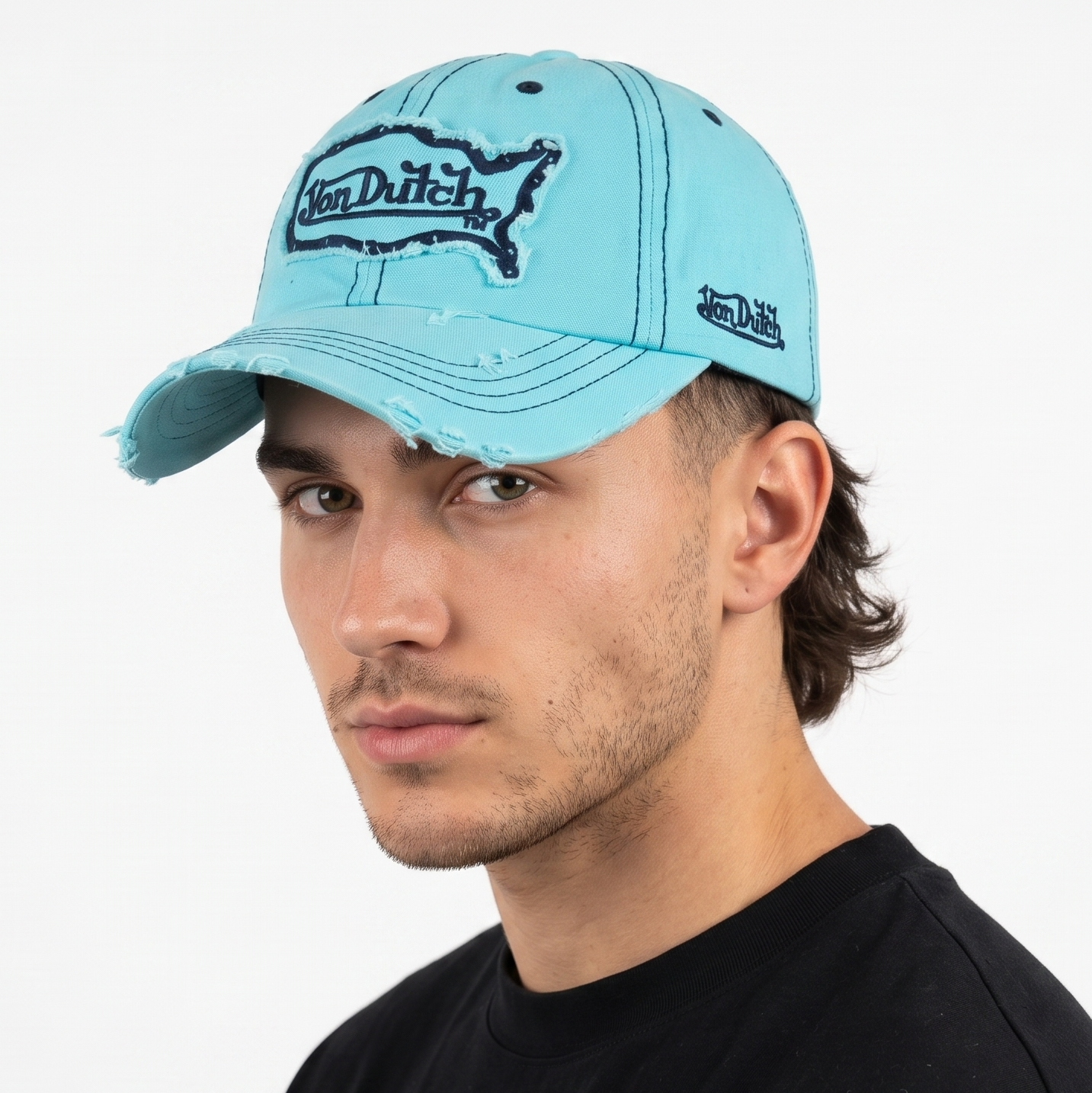 Thrifted Von Dutch Raw Edge Distressed Baseball Cap - Size 56-58cm