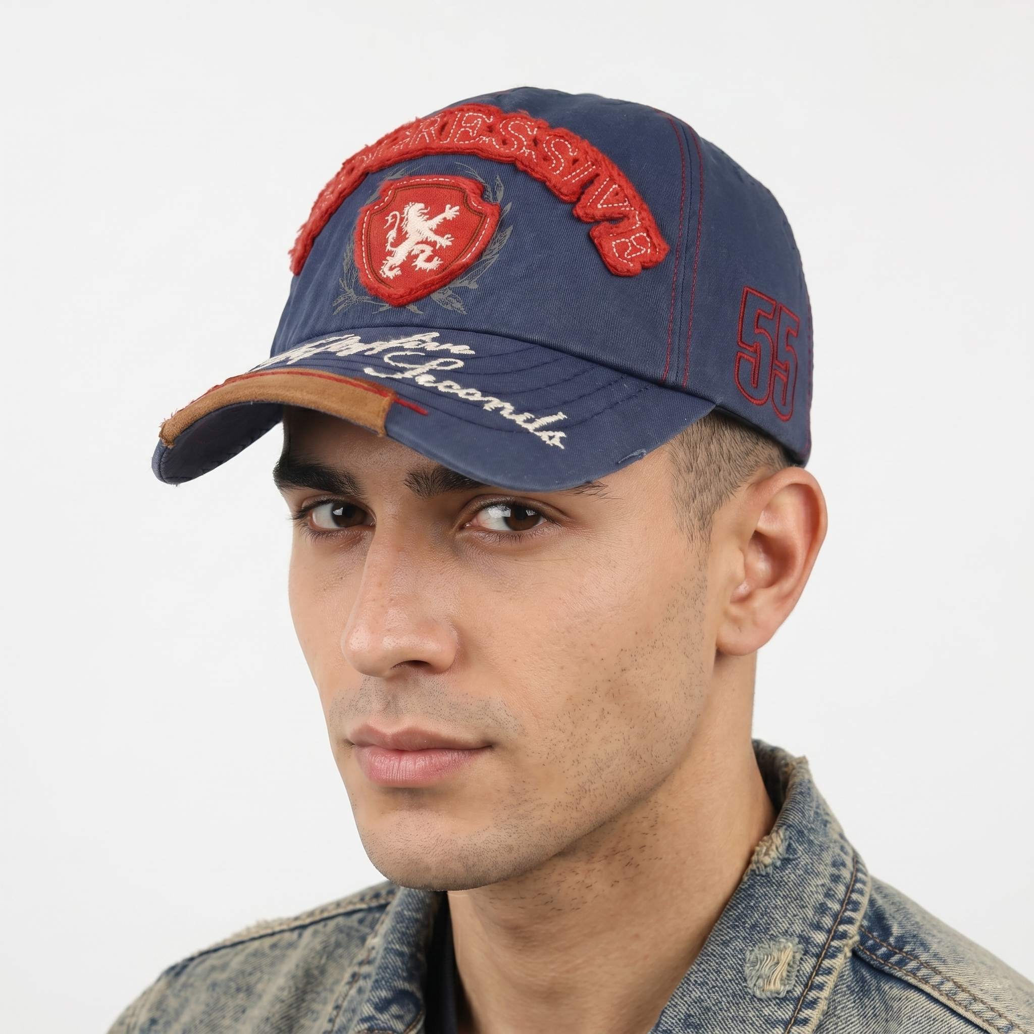 Thrifted EXR Heraldic Lion Navy Blue Strapback Dad Hat