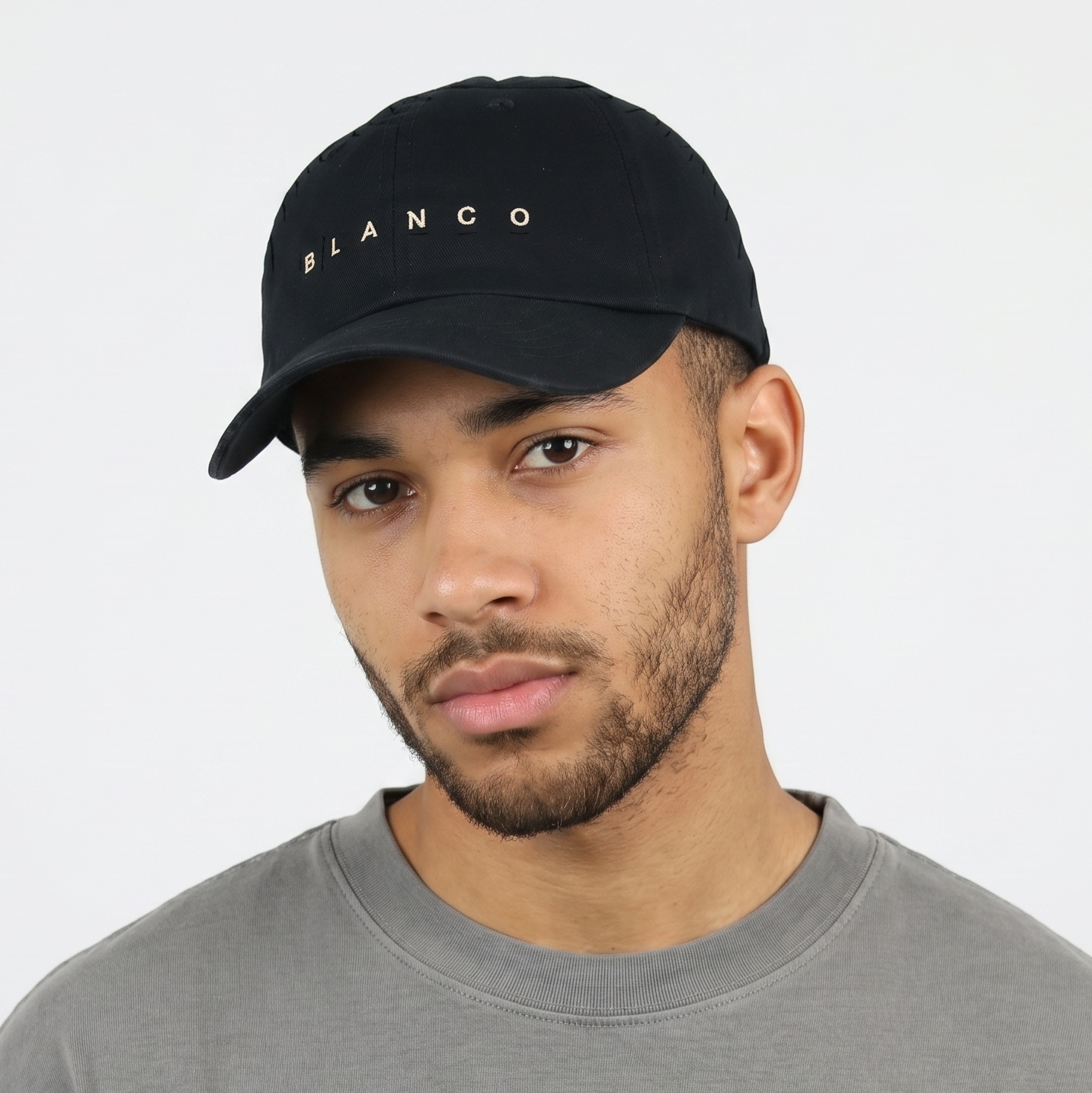 Thrifted Bross Korea Minimalist Black Cotton Strapback Cap