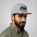 Streetwear Grey Floral Thrifted Snapback Cap - Unisex "Sick" Embroidery