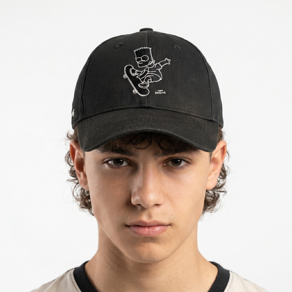 Thrifted Black Bart Simpson Skateboard Cap | Matt Groening Snapback