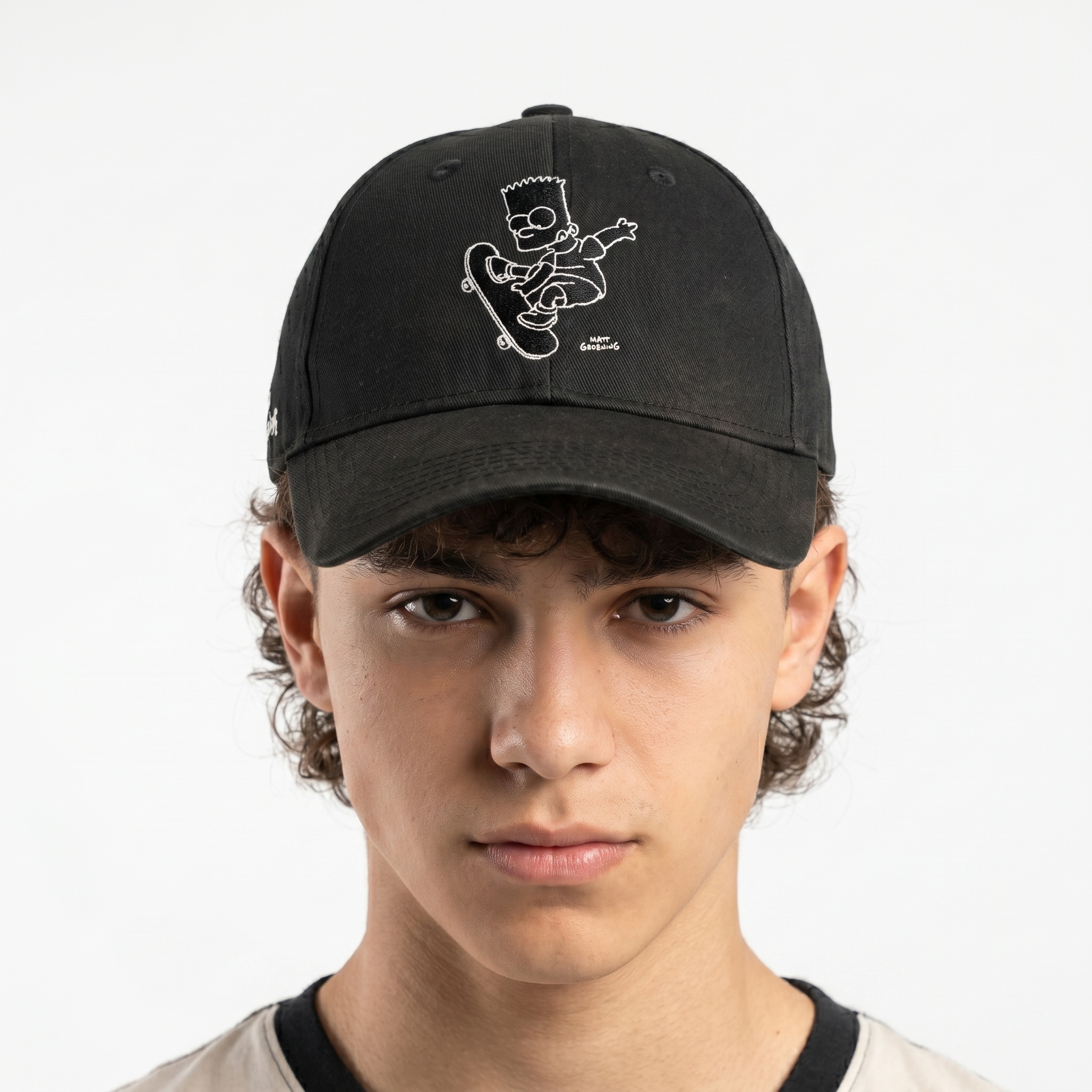 Thrifted Black Bart Simpson Skateboard Cap | Matt Groening Snapback