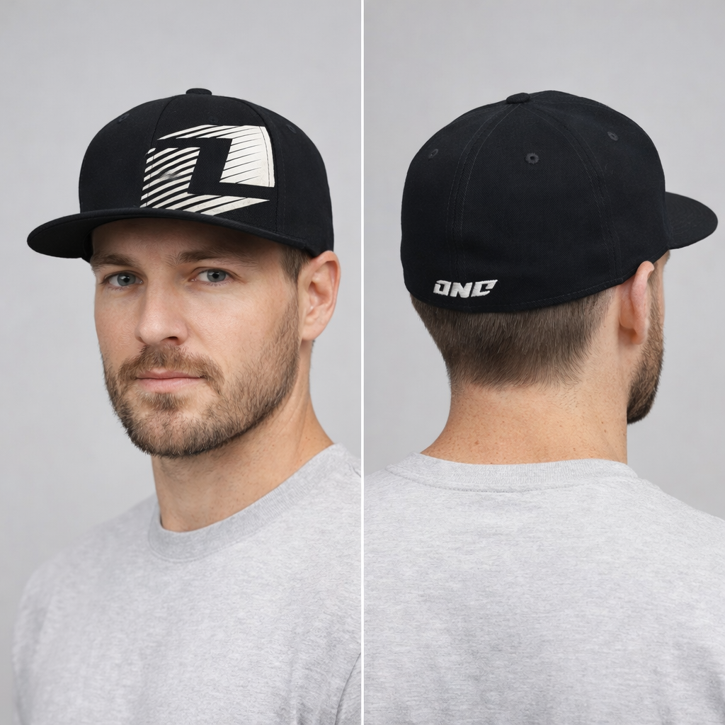 Retro ONE Industries Embroidered Moto Cap - Black & White S-M