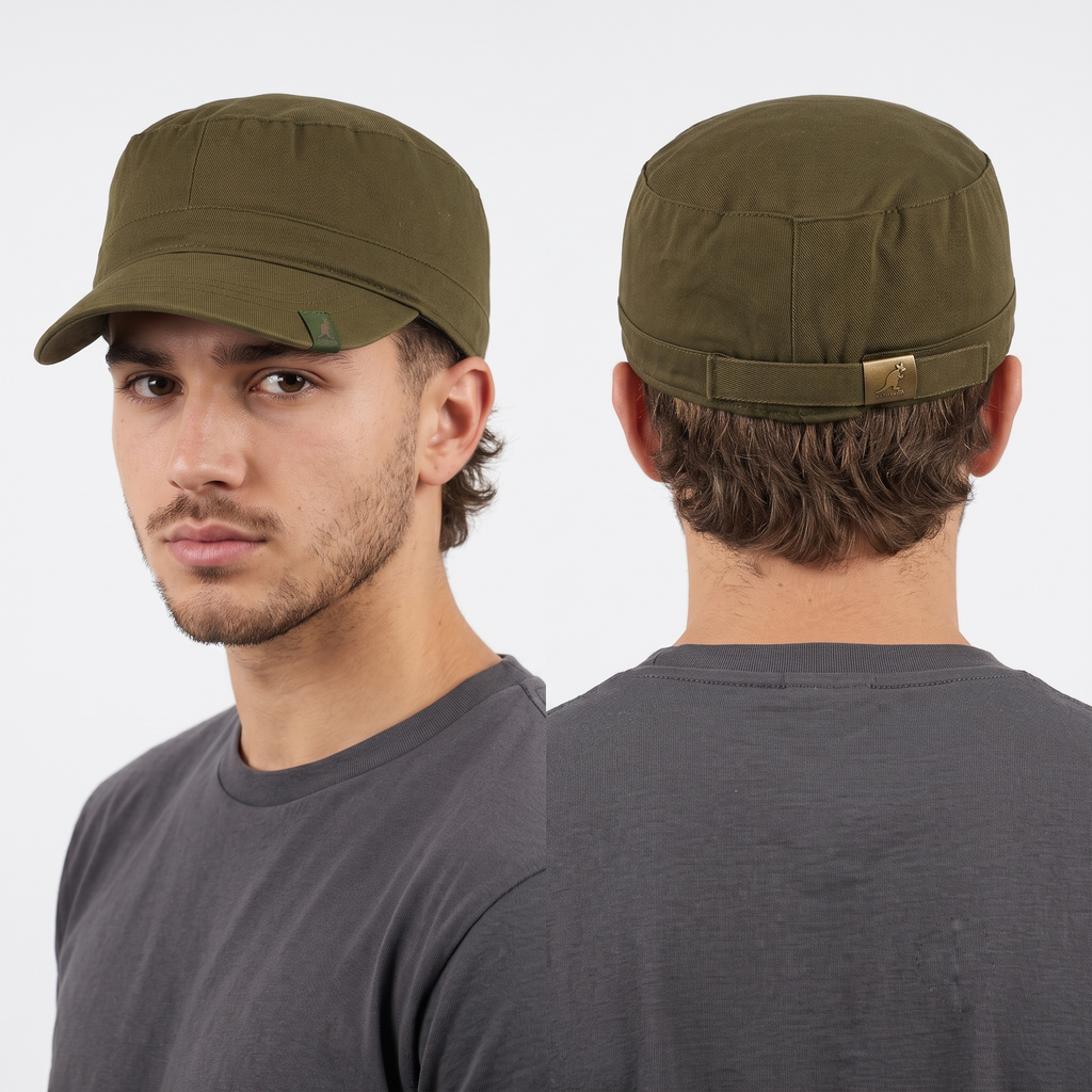 Thrifted Vintage Kangol Olive Drab Cotton Canvas Cadet Cap - Size 56-58cm