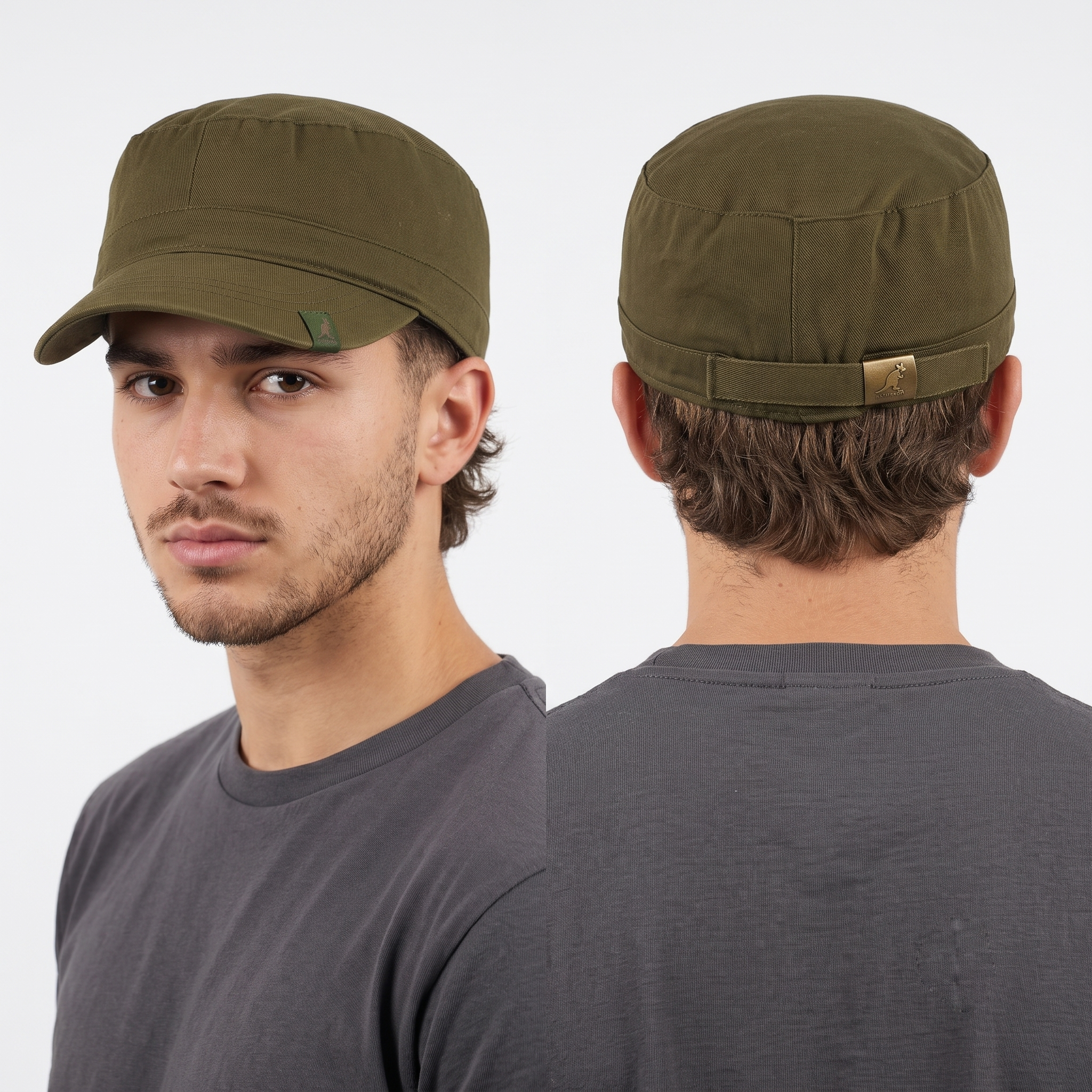 Thrifted Vintage Kangol Olive Drab Cotton Canvas Cadet Cap - Size 56-58cm