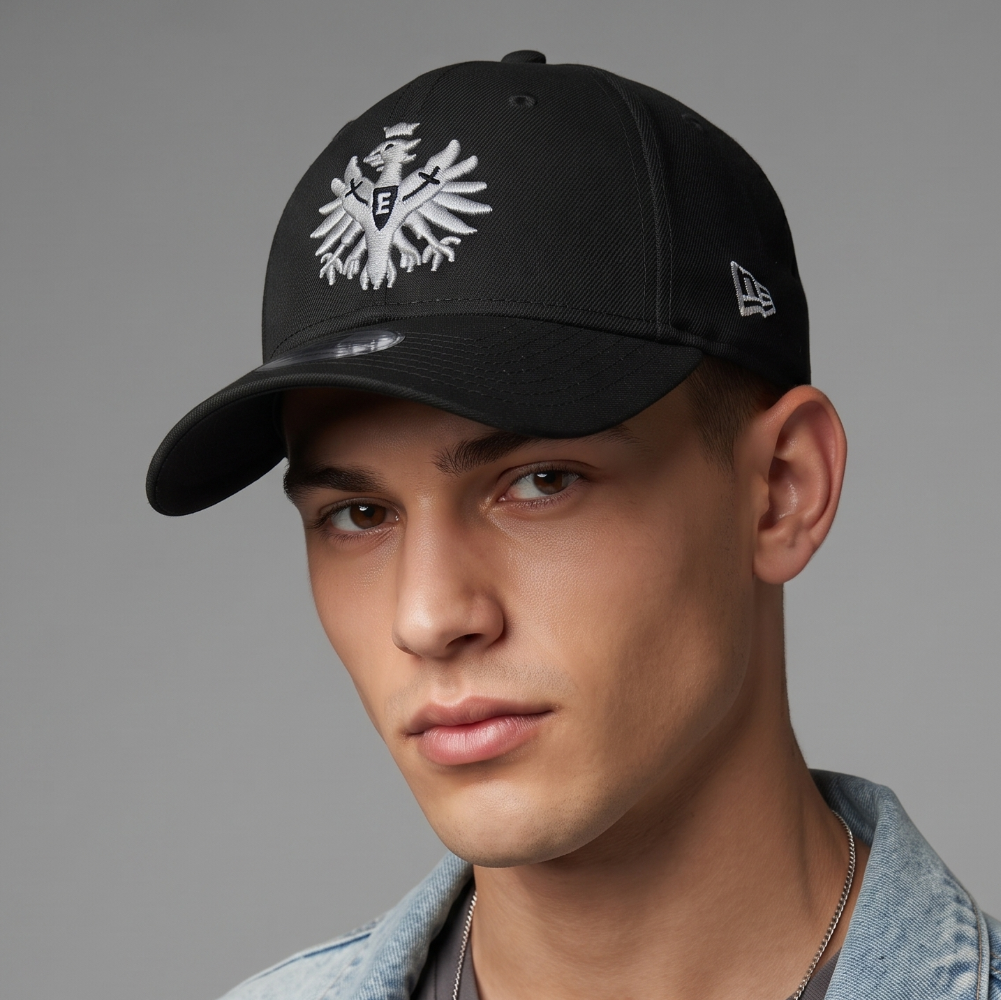 Official Eintracht Frankfurt New Era 9FORTY Thrifted Cap - Black Adjustable Football Hat