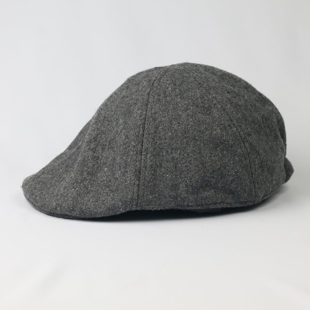 Zara Man Charcoal Grey Wool Blend Flat Thrifted Cap- Woolen