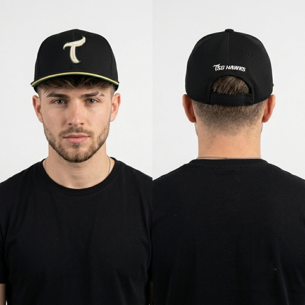 Official TSG Hawks Black & Gold Embroidered Baseball Hat | 11038