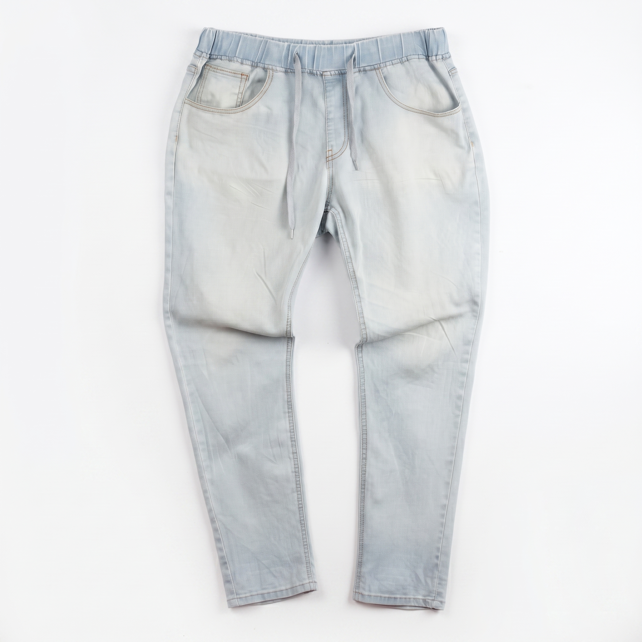 Thrifted Men's Casual Light Blue Elastic Waist Denim Waist:32/ J1088
