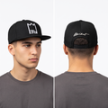 Thrifted Unikat Embroidered Black Flat Brim Snapback | Green Bottom Hat