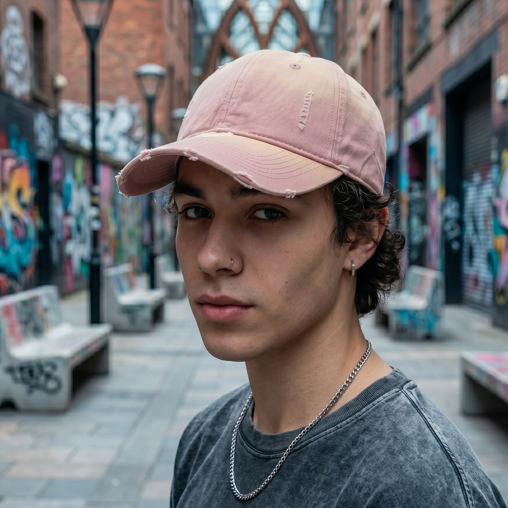 Vintage Distressed Salmon Pink Baseball Cap – 100% Cotton