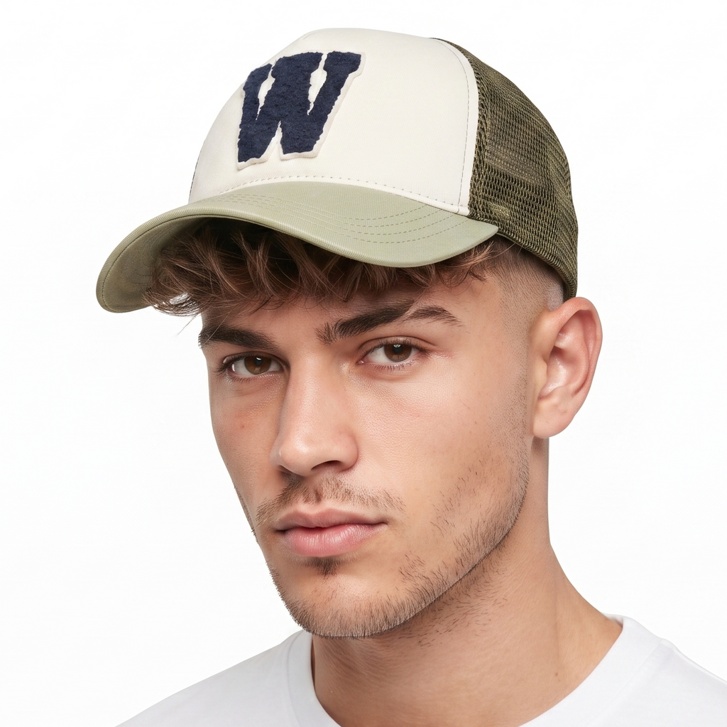 Zara Two-Tone "W" Chenille Patch Thrifted Trucker Cap (56-58 cm)