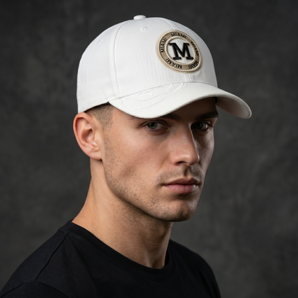 Robin Ruth Miami City Embroidered Baseball ThriftedCap - Off-White