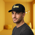 Thrifted Imperials Stars Graphic Snapback Hat - Black & Yellow