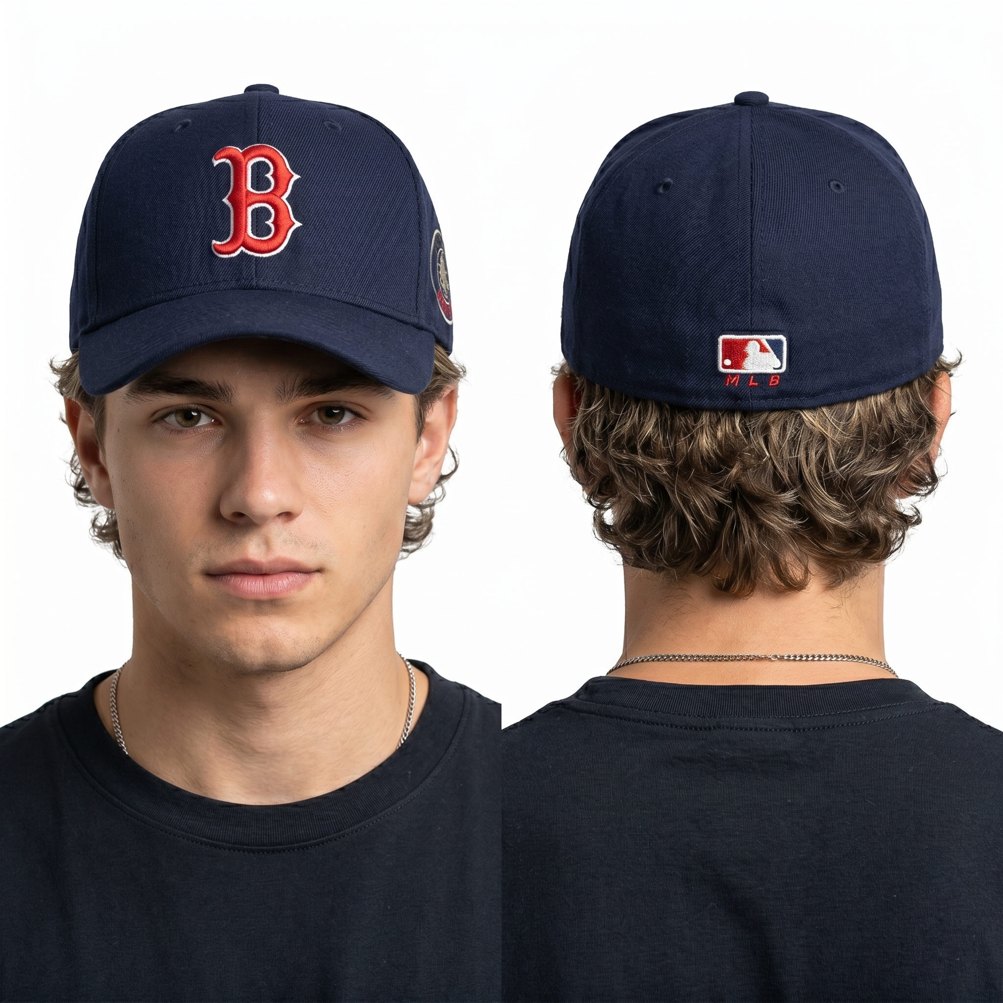 Thrifted Boston Red Sox Embroidered "B" Logo Yupoong Flexfit Hat