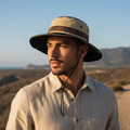 Vintage Explorer Wide Brim Safari Thrifted Hat – Khaki & Black Boonie Hat