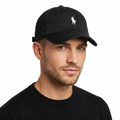Vintage Polo Ralph Lauren Thrifted Cap - Black Chino Twill with White Logo
