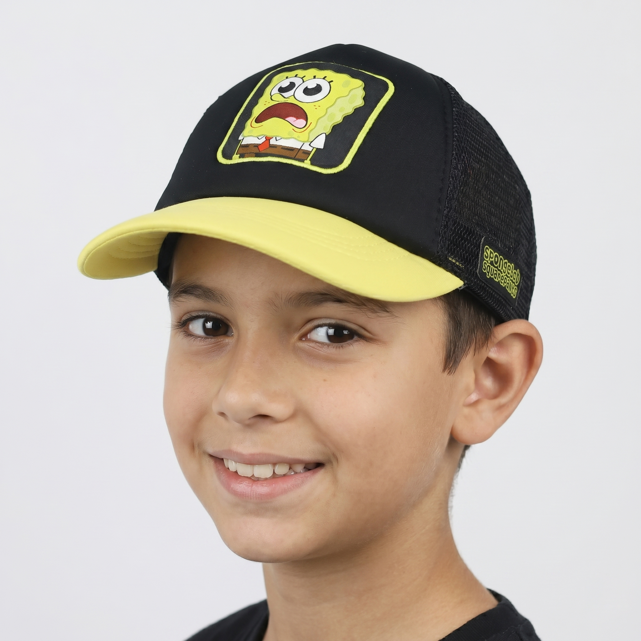 Thrifted SpongeBob Character Graphic Black Yellow Trucker Cap