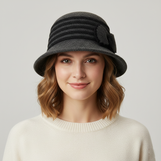 AGATHA Women’s Premium Brown Wool Winter Thrifted Hat - Warm Natural Knit Hat