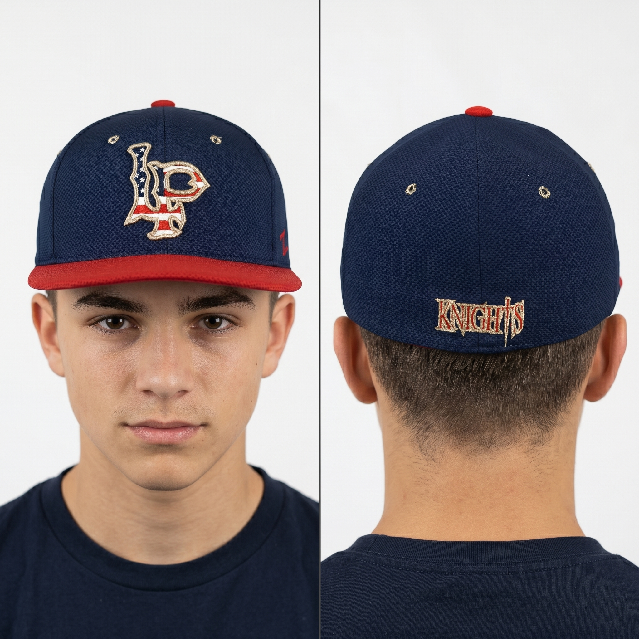 Vintage Zephyr Knights American Flag Embroidered Fitted Hat