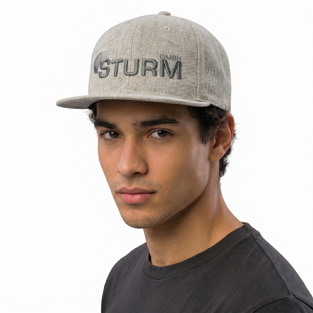 Thrifted Sturm GmbH Grey Wool Blend Cap | Yupoong Snapback 57-59cm