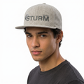 Thrifted Sturm GmbH Grey Wool Blend Cap | Yupoong Snapback 57-59cm