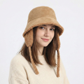 Winter Fleece-Lined Camel Cloche Thrift Hat – Versatile Boho Trapper Bucket Cap